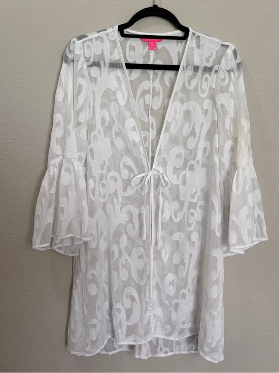 Lilly Pulitzer Other - Lilly Pulitzer Floral Swirl Bell Sleeve Sheer Coverup Size Medium